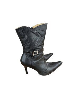 Premier Western Wear Black Leather Heeled Ankle Boots – Size 25 (US 8)